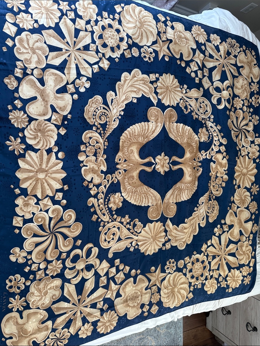 Authentic Lanvin VINTAGE silk scarf! 60 years old 💙 never used, with tag!